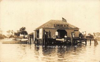 Fl 1900’s Real Photo Florida Dock At Longbeach Now Long Boat Key,  Fla - Manatee