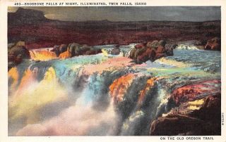 Q22 - 9071,  Shoshone Falls At Night,  Illuminated,  Twin Falls,  Idahl. ,  Postcard.