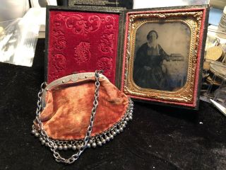 Antique Photo Case And Coin Purse 1800s