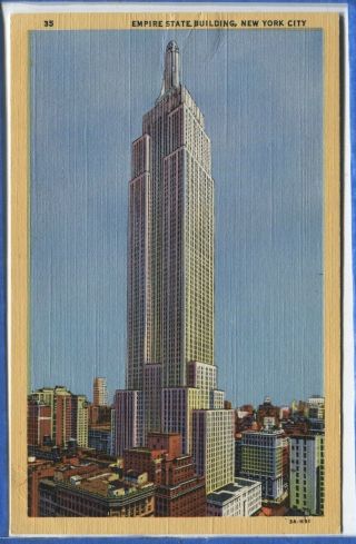 Vintage Linen Postcard 35 Empire State Building York City Ny