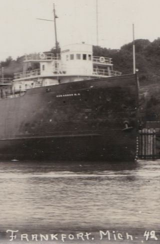 SHIP c.  1930s RPPC THE AARR SS NO.  3 FERRY WAITING TO LOAD Frankfort Elberta MI 4