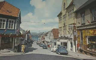 Norway Stavanger Street View Older Part Of Town Vintage Postcard Unposted