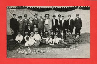 Richwood,  Wv,  Rppc Boy Scouts With What Looks Like Buffalo Bill In Front Of Tent