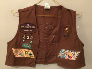 Vtg Brownies Girl Scouts Usa Sybaquay Vest Patches Pins 1997 1998 Size M Il