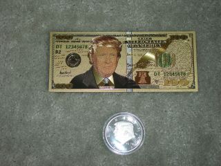 Donald Trump 24k Gold Plated Dollar Plus 1 Silver Coin
