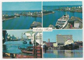 Postcard,  Stenders Forlag Nr 49 719/178,  From The Harbour Of Aarhus Multiview