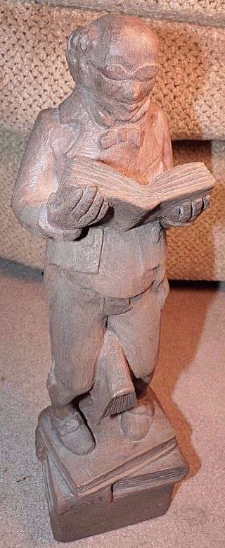 Wooden 15 " Book Reader Statue Freud W.  H.  S.  