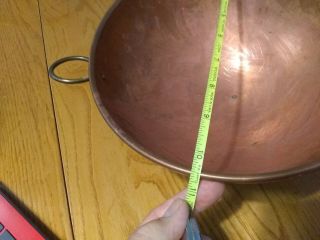 Large Copper Bowl Brass Ring Vintage 10.  5 