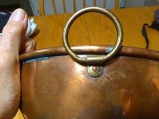 Large Copper Bowl Brass Ring Vintage 10.  5 