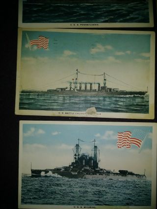 Vintage early 1900 ' s Postcards MILITARY USA Different Cruise/Battle/Fleet Ships 4