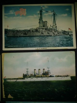 Vintage early 1900 ' s Postcards MILITARY USA Different Cruise/Battle/Fleet Ships 5