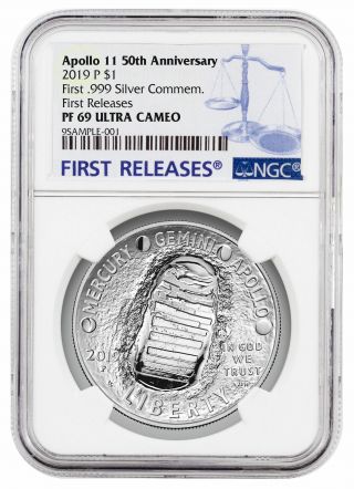2019 P Apollo 11 50th Anniv Commemorative Silver Dollar Ngc Pf69 Fr Sku57266