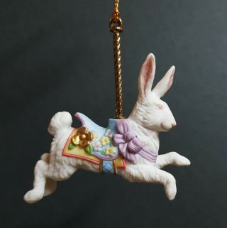 1989 Lenox Rabbit Hare Carousel Ornament Christmas Animal Holiday Vintage