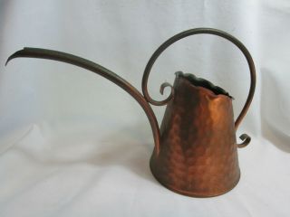 Vintage Gregorian Solid Copper Hand Hammered Water Can Usa 5 1/2 " Curved Handle