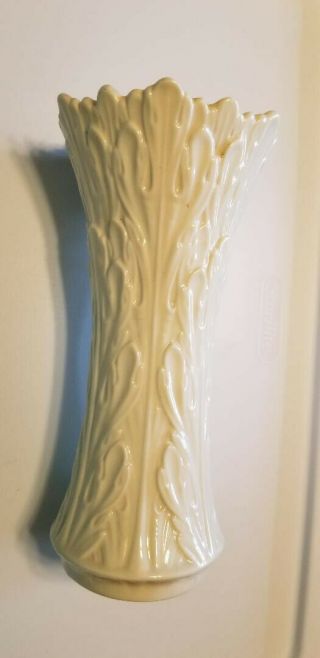 Lenox Woodland Ivory Vase Embossed Leaf Design Circa 1953 Made In Usa