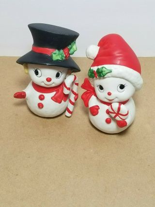 Vintage Homco 5604 Mr And Mrs Snowman