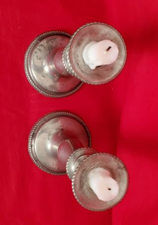 Set of 2 Vintage English Pewter Candle Holders Sticks 8 Inch Tall 3