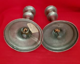 Set of 2 Vintage English Pewter Candle Holders Sticks 8 Inch Tall 4