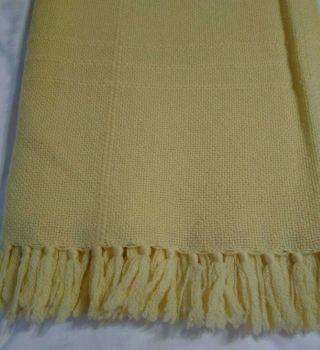 The Three Weavers Handwoven Throw Blanket 52x78 Yellow 100 Virgin Wool Fringe