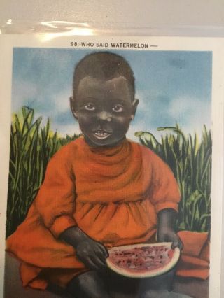 BLACK AMERICANA Racist Post Card Watermelon 4