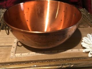 Copper Mixing Bowl Made In Korea Brass Ring Farmhouse Decor Country Kitchen 9 "