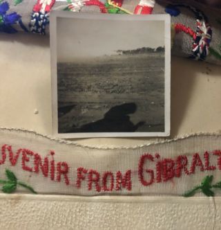 Embroidered Postcard WWI Era 1919 Souvenir From Gibraltar Allied Flags w/ Photo 3