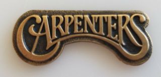 Carpenters Gold Lapel Pin 1 " 1974 Karen & Richard Carpenter - Rare Hollywood Bowl