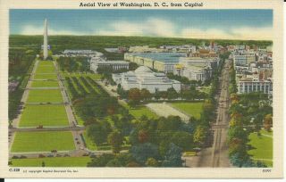 Vintage Postcard - Aerial View Of Washington D.  C. ,  From Capital - Unposted