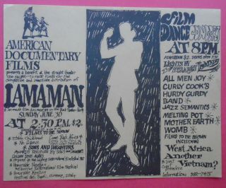 1968 - Handbill/black Panthers - Iamaman/straight Theater.  All Men Joy - Womb