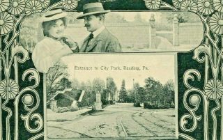 Postcard 1909 View Of Entrance To City Park In Reading,  Pa.  T9