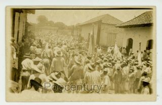 Postcard Rppc Photo 1910s Nicaragua Monimbo Masaya Large Crowd Sharp Photograph