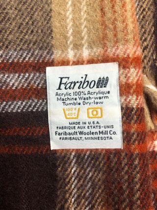 FARIBO Throw Lap Blanket Fall Colors Fringe Stadium Camping 56 x 50 Acrylic USA 2