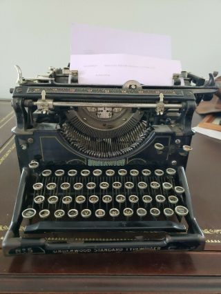 Antique Underwood No.  5 Standard Typewriter 1915 In,