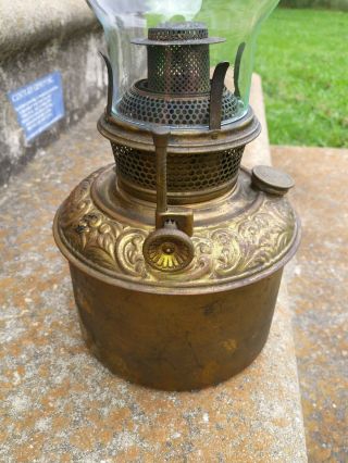 Vintage B&H Bradley Hubbard Center Draft Brass Slip - Out Oil Lamp & Chimney 1893 4