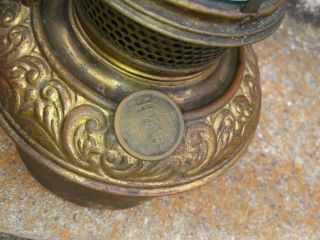 Vintage B&H Bradley Hubbard Center Draft Brass Slip - Out Oil Lamp & Chimney 1893 5
