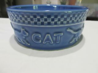 5 " Mulligan Longaberger Blue Pottery Cat Dish