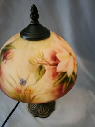 Vintage Style Reverse Hand Painted Flower ' s Frosted Glass Lamp Shade 3