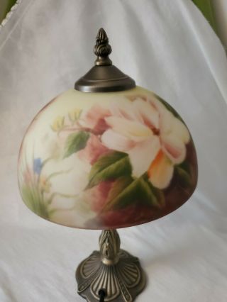 Vintage Style Reverse Hand Painted Flower ' s Frosted Glass Lamp Shade 7