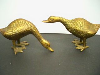 Solid Brass Pair Vintage Geese Birds