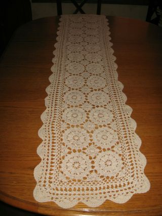 Vintage Crochet Table Runner Appox.  15 " X 60 "