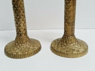 Palm Tree Brass Tropical Candlesticks Candle Holders 7 1/2 Inch 4
