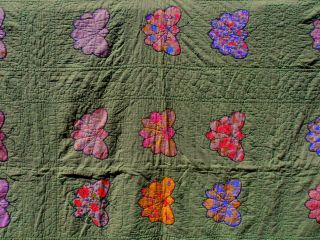 Vtg Hand Stitched Butterfly Quilt Applique Embroidered Feedsack Fabric Cotton