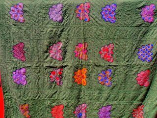 Vtg Hand Stitched Butterfly Quilt Applique Embroidered Feedsack Fabric Cotton 3