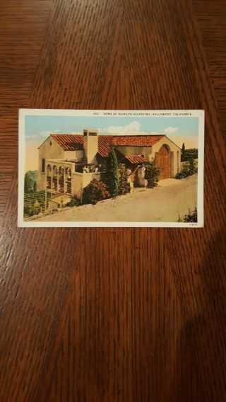 Vintage Postcard Home Of Rudolph Valentino Hollywood California