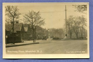 Old Rppc Real Photo Postcard Montclair Nj Watchung Plaza 1926 Cars Traffic Markr