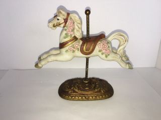 Carousel Horse Ceramic On Metal Post By Homco