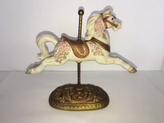 CAROUSEL HORSE CERAMIC ON METAL POST BY HOMCO 3