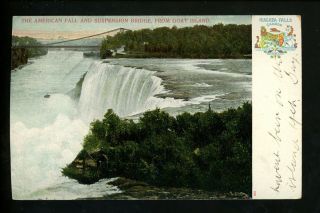 Niagara Falls Vintage Postcard York Ny Canada Suspension Bridge Goat Island