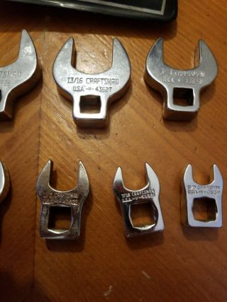 Vintage Craftsman 10 Piece Crowfoot Wrench Set 3/8” Drive SAE No.  4362 With Case 4