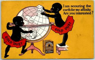 Vintage Gold Dust Twins Advertising Postcard Black Americana Globe C1910s